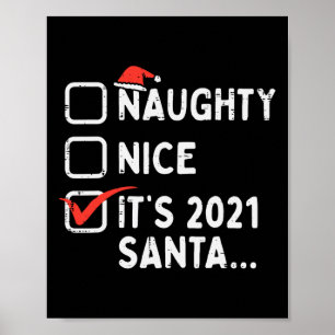 Poster Naughty Nice Seus Papais noeis 2021 Engraçados Qua