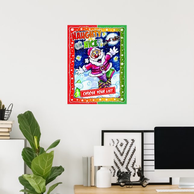 Poster Naughty or nice, choose your list (Escritório em casa)