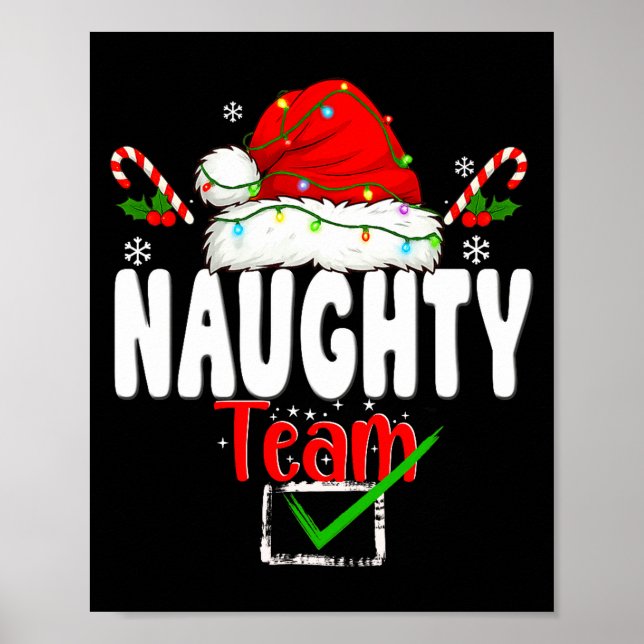 Poster Naughty Or Nice Team Matching Christmas Pajama Men (Frente)