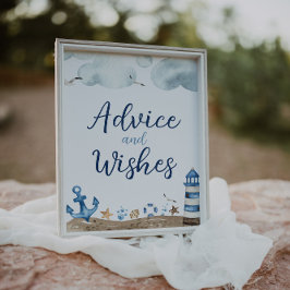 Poster Nautical Advice And Wishes Baby Shower Sign