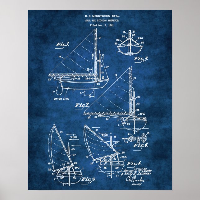 Poster Nautical Decor Sailing Print #4 Gift for Sailor (Frente)