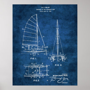 Poster Nautical Wall Decor Sailboat Blueprint #6