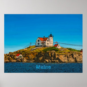 Poster Náutico Maine Farol de Nubble