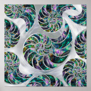Poster Nautilus Shell Abalone e Pearl