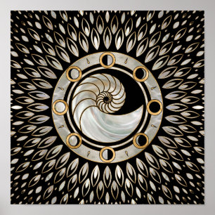 Poster Nautilus Shell - Fases da Lua