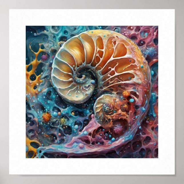 Poster Nautilus Shell Microbiano (Frente)