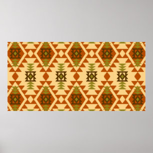 Poster Navajo style ethnic tribal geometric seamless Vint