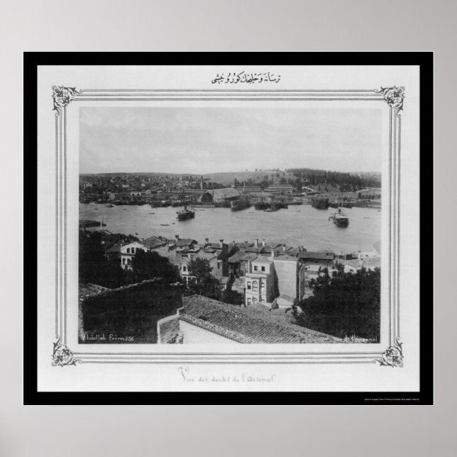 Poster Naval Arsenal e Ouro Horn Istambul 1885 (Frente)