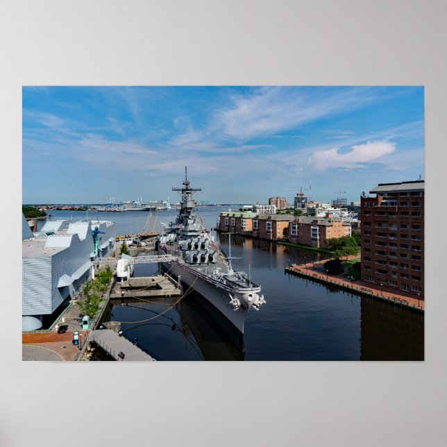 Poster nave de batalha USS Wisconsin BB-64 Harbor View, 1 (Frente)