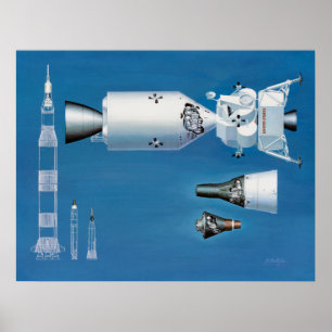 Pôster Nave espacial e Rockets da NASA do vintage