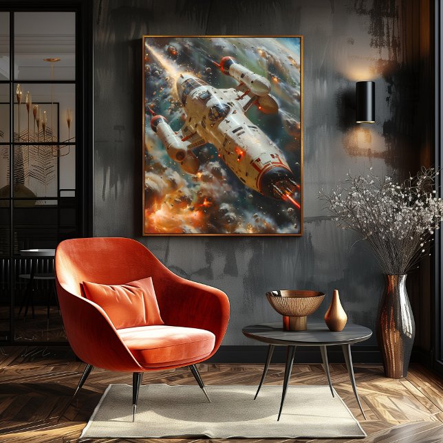 Pôster Nave espacial futurista en combate intergaláctico (Criador carregado)