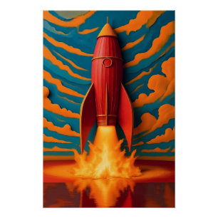 Pôster Nave Espacial: inspirada nos anos 50