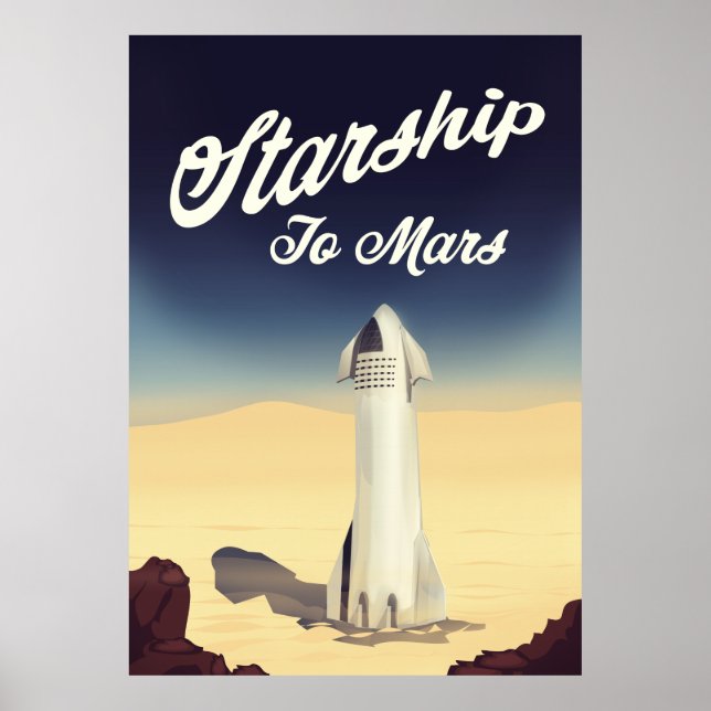 Poster Nave espacial para Marte viagem espacial estilo re (Frente)