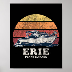 Poster Navegação Antiga Erie Pa Anos 70 Design de Barco R