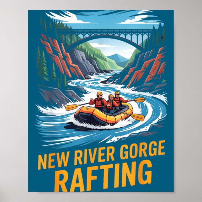 Poster Navegação de corredeira em New River Gorge Caiaque (Frente)