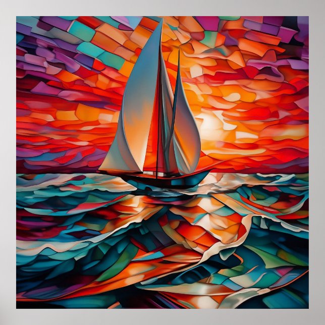 Poster Navegação marítima que atravessa um mar ondulado (Frente)