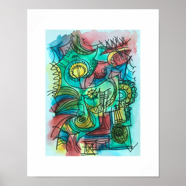 Poster Navegando Através Da Tempestade - Aquarela Abstrat (Frente)