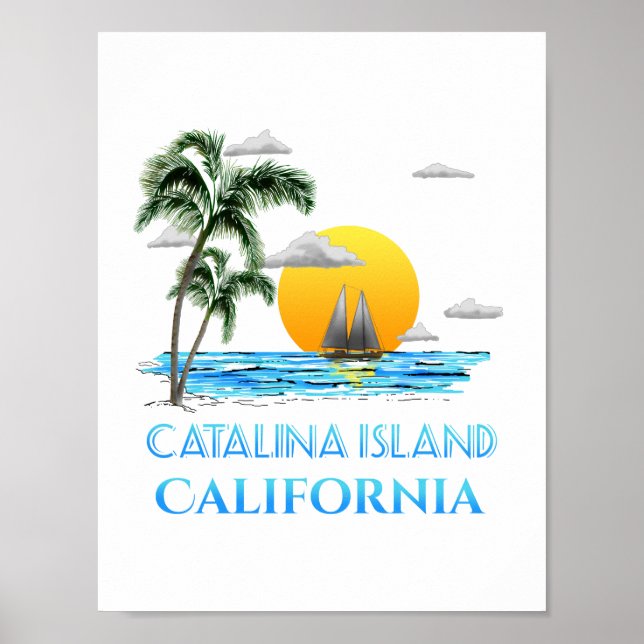 Poster Navegando na Ilha Catalina California - Navio à ve (Frente)