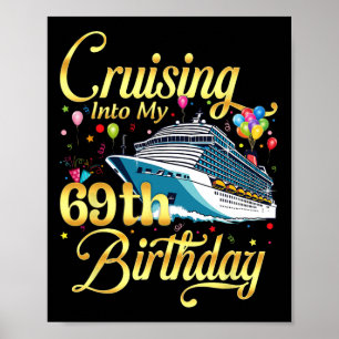 Poster Navegando Para Meu 69º Aniversário Cruzeiro 69 Ano