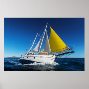 Poster Navigação do oceano em um iate