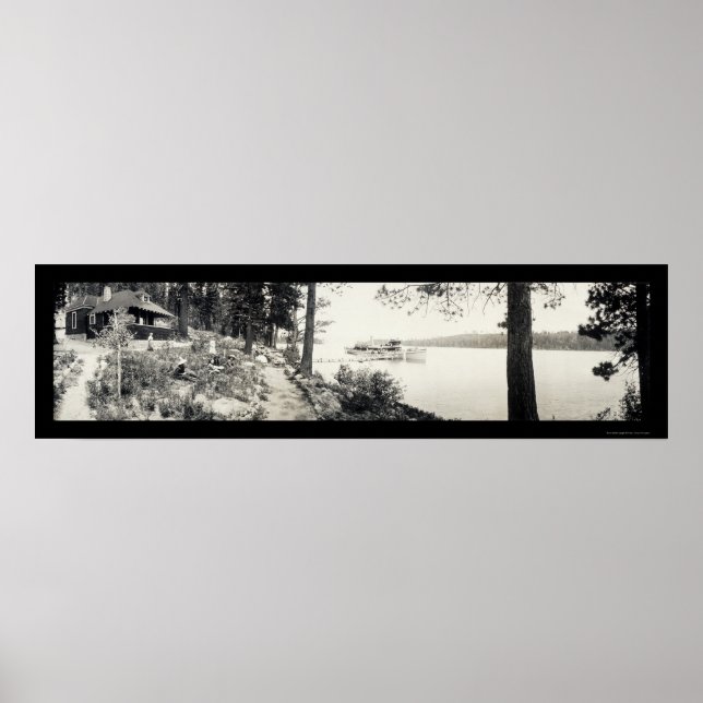 Pôster Navio a vapor Tahoe Emerald Bay Foto 1910 (Frente)