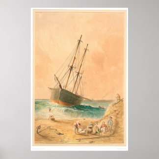 Poster Navio britânico "Viscata" Beached (0533A)