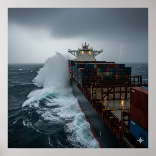 Poster Navio de carga em mares pesados