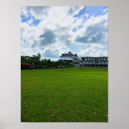 Poster Navio de cruzeiro no porto de Singapura com termin