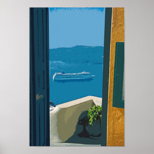 Poster Navio de cruzeiro Santorini