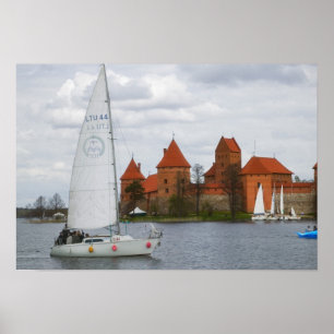 Poster Navio de navegação com o Castelo de Ilha pelo La