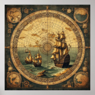 Poster Navio de navegação espanhol antigo 2