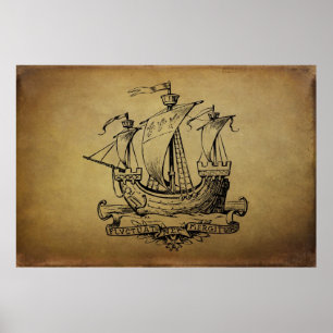Pôster Navio de navigação antigo