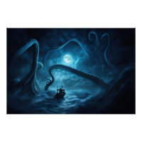 Navio de pesca monstro do mar Kraken