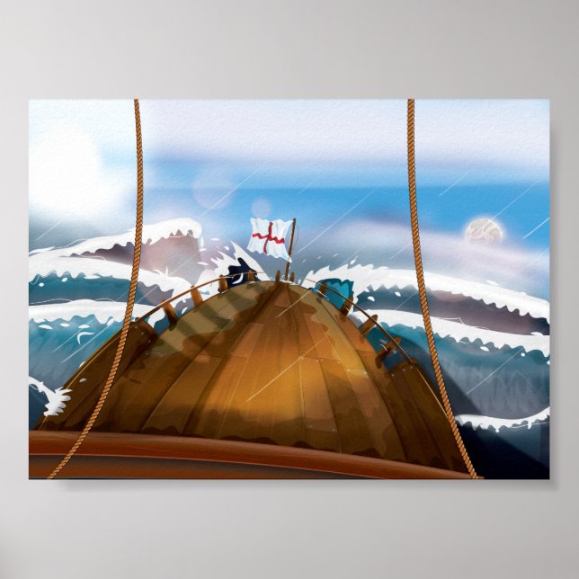 Pôster Navio de Tempestade no Oceano Atlântico (Frente)