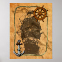 Navio De Vintagem Náutica E Mapa