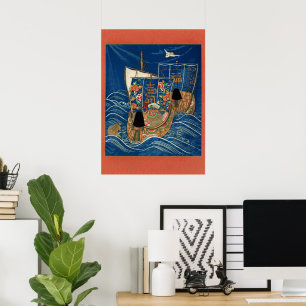 Poster Navio do Tesouro da Sorte Japonês Vintage G.A. Aud