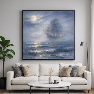 Poster Navio Fantasma - Estilo de Arte de Pintura Pastel