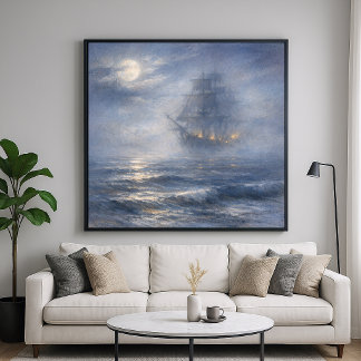 Poster Navio Fantasma - Estilo de Arte de Pintura Pastel