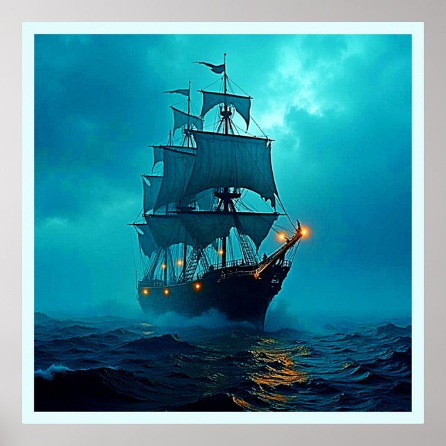 Poster Navio Fantasma na Design do Stormy Seas (Frente)