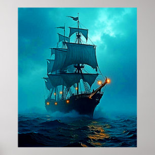 Poster Navio Fantasma na Design do Stormy Seas