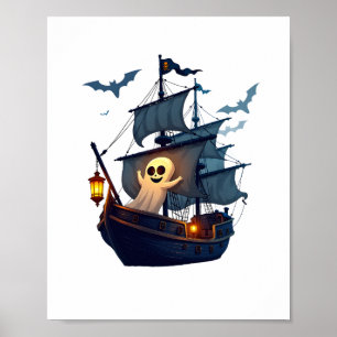 Poster Navio Fantasma Pirata - Teto de Halloween Assustad