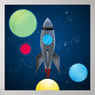 Poster Navio Foguete de Espaço Exterior