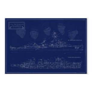 Pôster Navio Museu The Sullivans Blueprint com Irmãos
