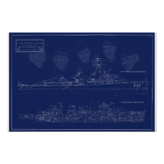 Pôster Navio Museu The Sullivans Blueprint com Irmãos