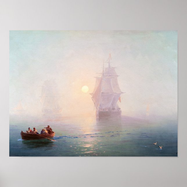 Poster Navio Naval Ivan Aivazovsky paisagismo marítimo (Frente)