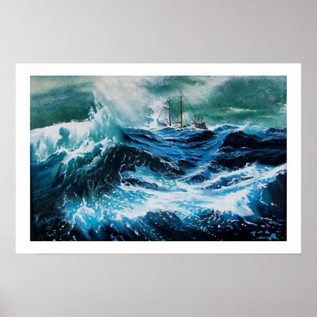 Poster Navio no Mar na Tempestade (Frente)
