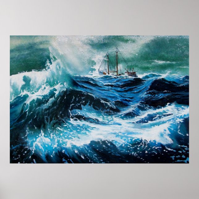 Poster Navio no Mar na Tempestade (Frente)
