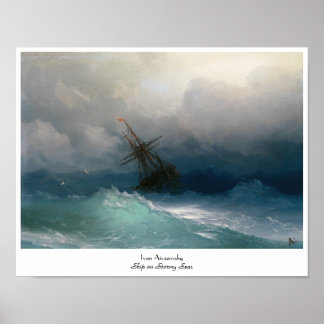Pôster Navio no Stormy Seas Ivan Aivazovsky temporal