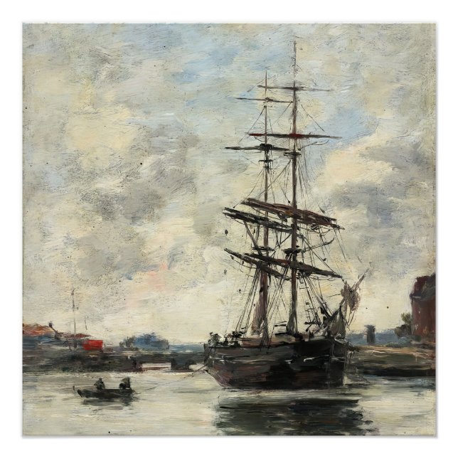 Pôster Navio no Touques Eugene Boudin (Francês, 1824-189 (Frente)