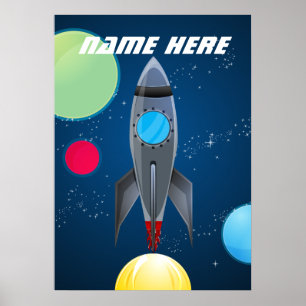 Pôster Navio personalizado de Rocket de espaço
